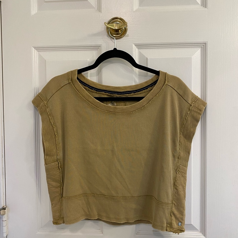 Pilcro Mustard Cropped Boxy Tee - Picture 2 of 10
